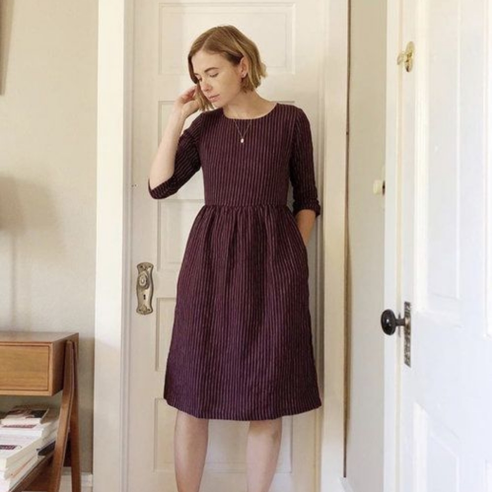 Pyne and Smith Linen Dress #9 in Thistle Red